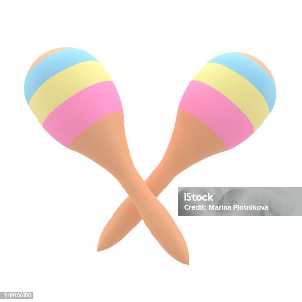 Maracas Icon 3d Rendering Illustration Of A Maracas Rumba Shakers 3d Illustration Stock Photo - Download Image Now