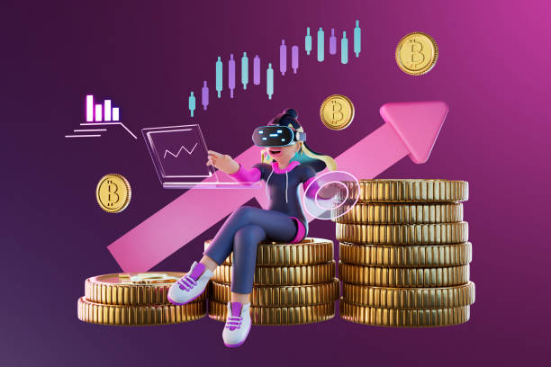 istock female wearing VR glasses is trading and profiting from crypto. 3d rendering 1419107845