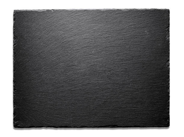 istock Square slate plate, isolated on white background. Food product display. 1419109289