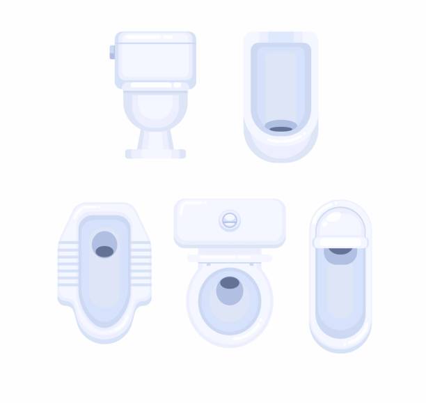 Toilet closet and urinal modern and traditional symbol collection set illustration vector Toilet closet and urinal modern and traditional symbol collection set illustration vector squat toilet stock illustrations