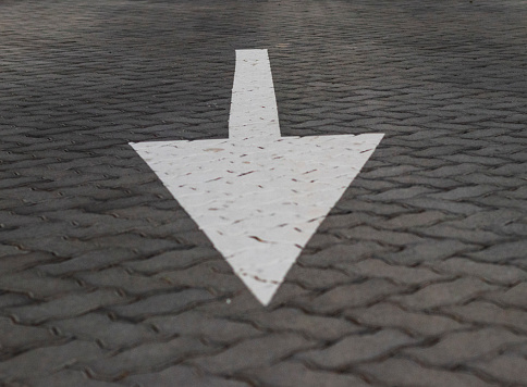 arrow, street, road, marking, white, interlock, paint, direction, forward