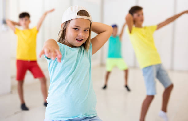 istock Preteen girl practicing hip-hop movements during group dance lesson 1419119158