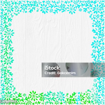 istock Hand Drawn Watercolor Floral Frame with Daisies on White Wooden Background. Vector Floral Border Design Element for Birthday, New Year, Christmas Card, Wedding Invitation. 1419120773