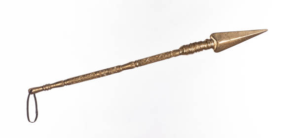 istock medieval golden spear isolated on white background 1419120789