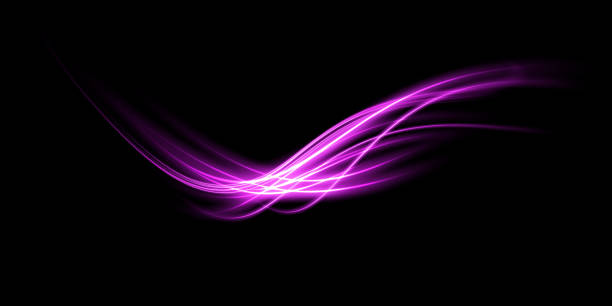 istock Abstract light lines of movement and speed in purple. Light everyday glowing effect. semicircular wave, light trail curve swirl, car headlights, incandescent optical fiber design. 1419121103