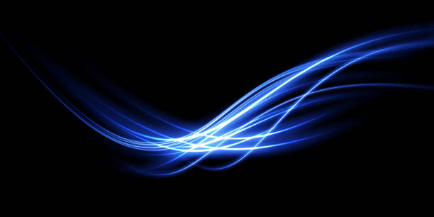 istock Abstract light lines of movement and speed in blue. Light everyday glowing effect. semicircular wave, light trail curve swirl, car headlights, incandescent optical fiber design. 1419121104