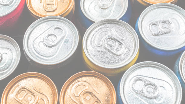 istock Group of aluminium cans, cold drink. Top view. 1419121384