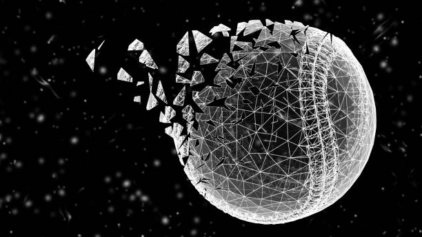 istock 3D mesh of a baseball isolated on black abstract background. 1419121573