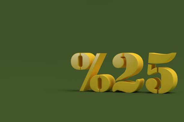 istock 3d rendering yellow colored 25 percentage on green background 1419121637