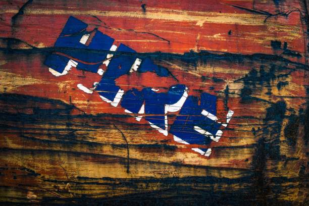 istock Graffiti on the wooden background with blue letters 1419123557
