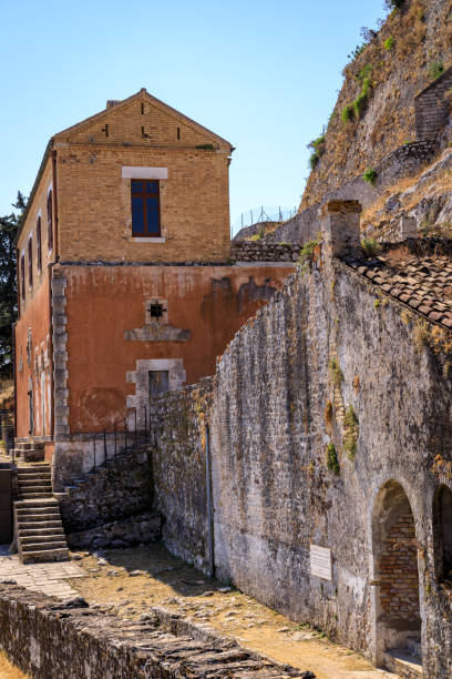 The Old Fortress of Corfu - a Venetian fortress in the city of Corfu. The fortress covers the promontory which initially contained the old town of Corfu that had emerged during Byzantine times stock photo