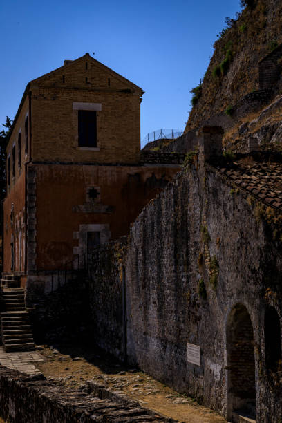 The Old Fortress of Corfu - a Venetian fortress in the city of Corfu. The fortress covers the promontory which initially contained the old town of Corfu that had emerged during Byzantine times stock photo