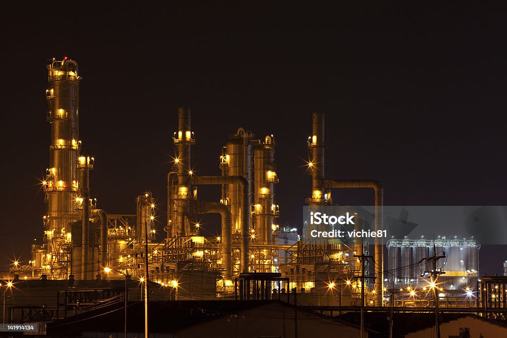 Öl-Raffinerie Werk - Lizenzfrei Abenddämmerung Stock-Foto