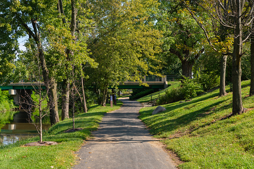 Footpath along the historic I and M Canal in Lockport, Illinois.