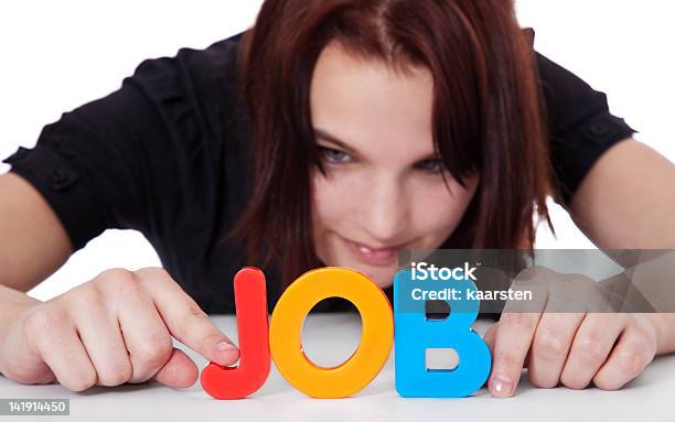 Teenage Girl Builds The Term Job Stock Photo - Download Image Now - Part-Time Job, Teenager, Job Search