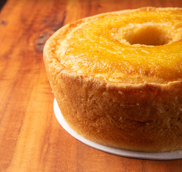 istock Corn cake on a styrofoam tray on a rustic wooden surface, selective focus. 1419147981