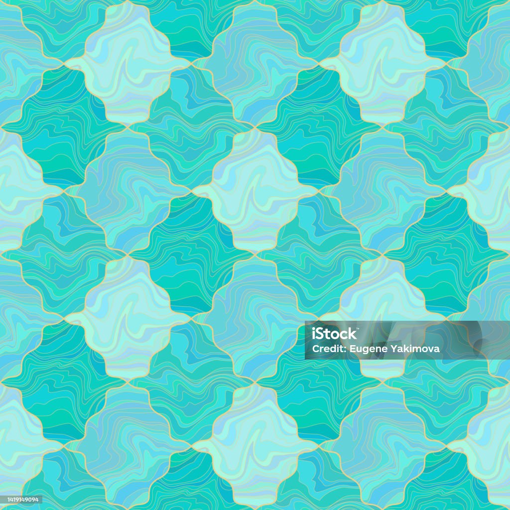Liquid Pattern Green Abstract Geometric Seamless Pattern Mint Green Tiles With Liquid Fluid ...