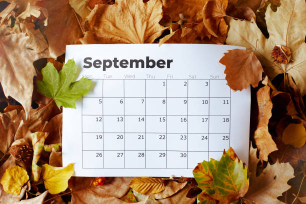 istock autumn flat lay with September calendar and leaves 1419150703