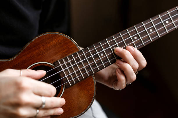 istock Close up of woman's fingers playing ukulele 1419159349