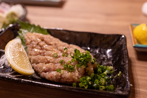 ‘Aji Nameroh’ minced fish meat sashimi in Japanese Izakaya bar
