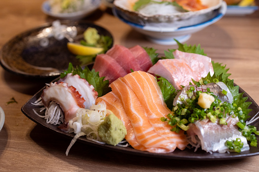 Assorted sashimi dish in Japanese Izakaya bar