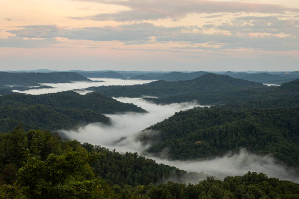 アパラチア山脈の朝の霧 - blue ridge mountains mountain virginia mountain range ストックフォトと画像