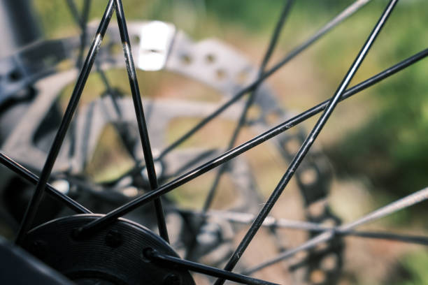 Mountain bike spokes close-up stock photo