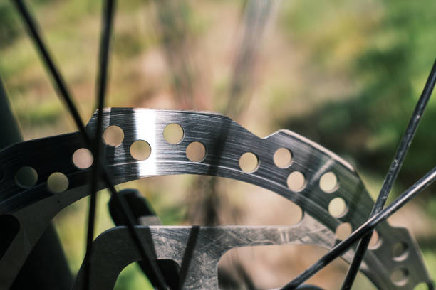 Bicycle brake disc close-up stock photo