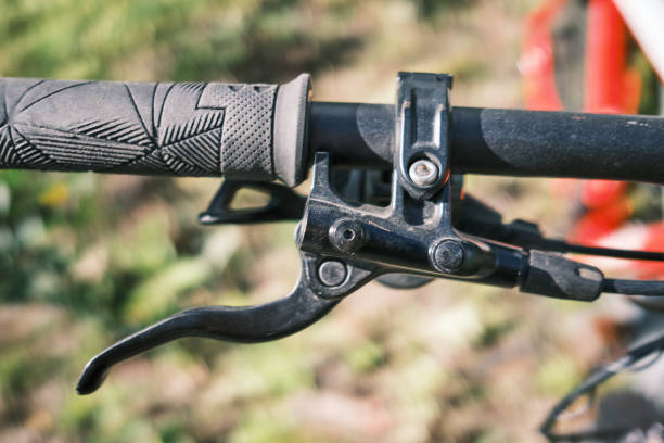MTB shifter and grip close-up stock photo