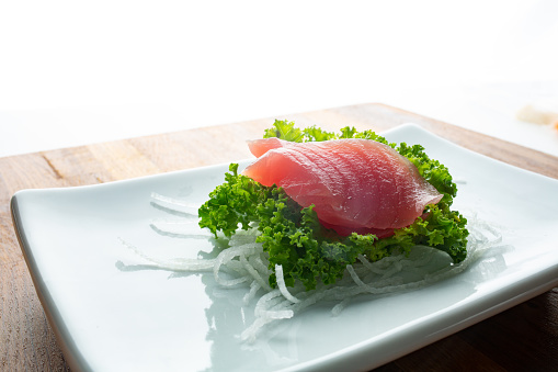 Tuna Sashimi on Plate.