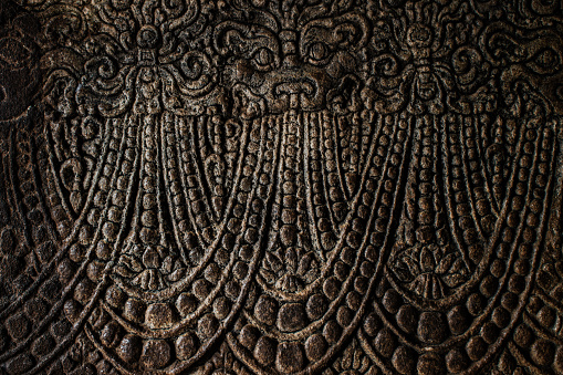 Pillar carvings inside Cave Temple 2 in Badami.