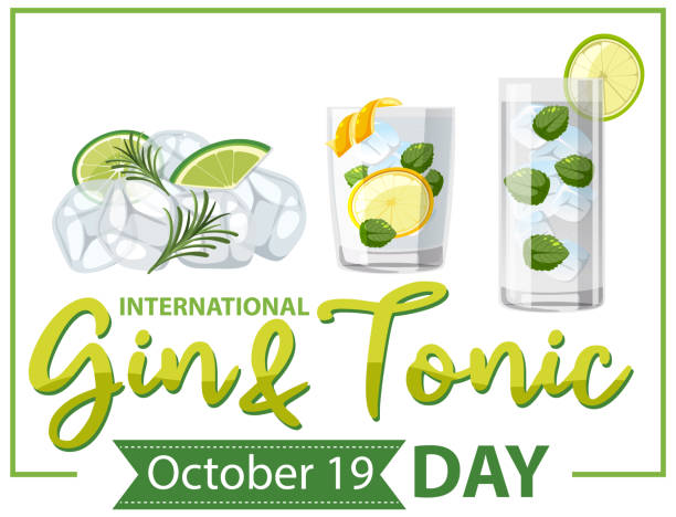 International gin and tonic day logo design vector art illustration