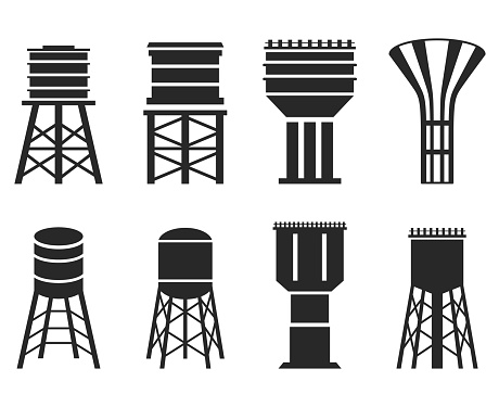 Water tower icon set