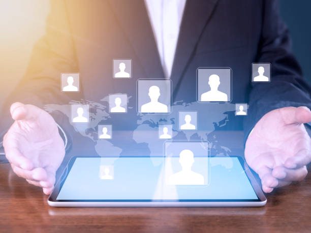 istock Business network communication concept. Network Internet Mobile Wireless. Internet connects all activities in your hands shopping, finance, travel, location, contact, etc with copy space banner 1419202160
