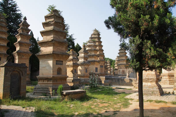 таллинн храма шаолинь в суншане, китай. памятник первосвященнику. - luoyang стоковые фото и изображения