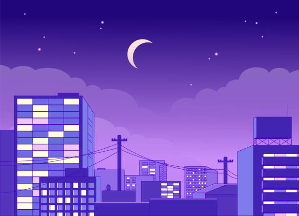 City night Background vector art illustration
