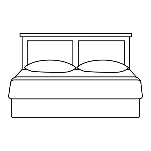 illustrations, cliparts, dessins animés et icônes de lit en bois - bedroom bed comfortable double bed