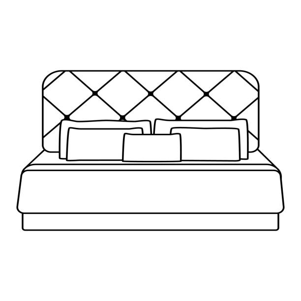 illustrations, cliparts, dessins animés et icônes de lit rhombaire - bedroom bed comfortable double bed