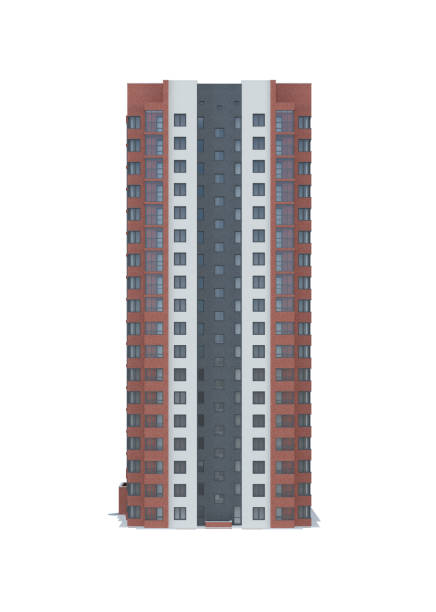 istock Tenement house on white background. 3D rendering. 1419214012