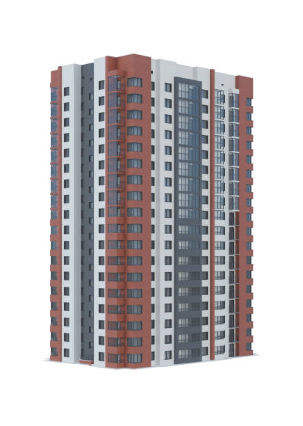istock Tenement house on white background. 3D rendering. 1419214025