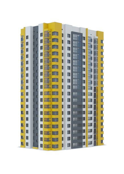istock Tenement house on white background. 3D rendering. 1419214046