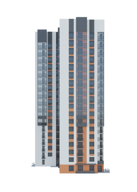 istock Tenement house on white background. 3D rendering. 1419214144