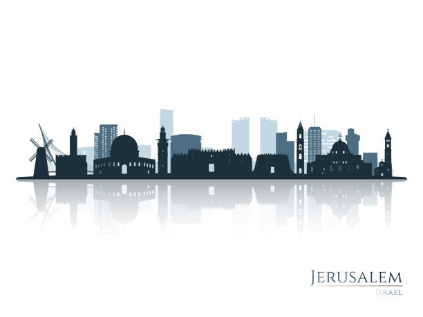 Jerusalem skyline silhouette with reflection. Landscape Jerusalem, Israel. Vector illustration. Jerusalem skyline silhouette with reflection. Landscape Jerusalem, Israel. Vector illustration. israel skyline stock illustrations