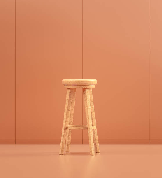 istock Wooden tall stool in single color interior room, 3d Rendering 1419218605