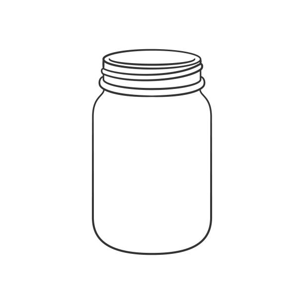 ilustraciones, imágenes clip art, dibujos animados e iconos de stock de plantilla de arte prediseñado de diseño de línea de vidrio de albañil. diseño simple de ilustración vectorial plana. - jar canning food preserves