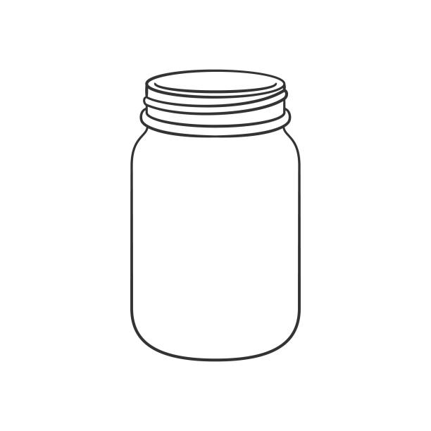 Glass mason jar outline line art clip art template. Simple flat vector illustration design. Glass mason jar outline line art clip art template. Simple flat vector illustration design. mason jar stock illustrations