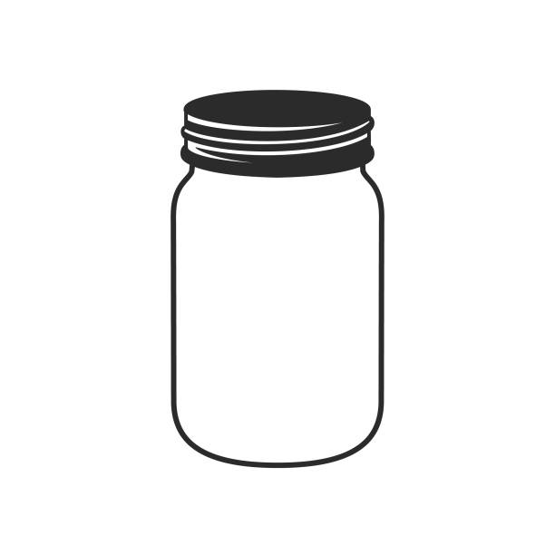 ilustraciones, imágenes clip art, dibujos animados e iconos de stock de plantilla de arte prediseñado de diseño de línea de vidrio de albañil. diseño simple de ilustración vectorial plana. - jar canning food preserves