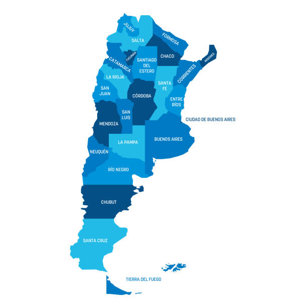argentyna - mapa prowincji - parcel tag stock illustrations