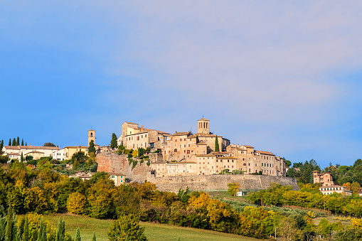 Old town of Anghiari perched on a hill