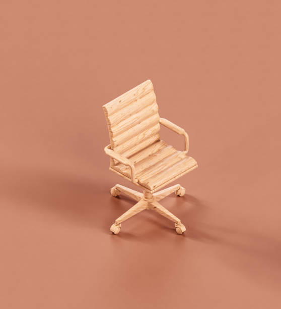 istock Isometric wooden office chair flat household objects 3d rendering 1419220398